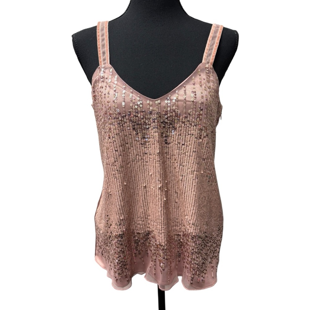 NWT White House Black Market Amelie Sequin Cami Small Antique Blush Tank - Picture 2 of 13